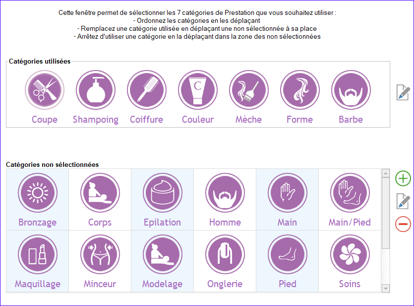 Catégories de prestations