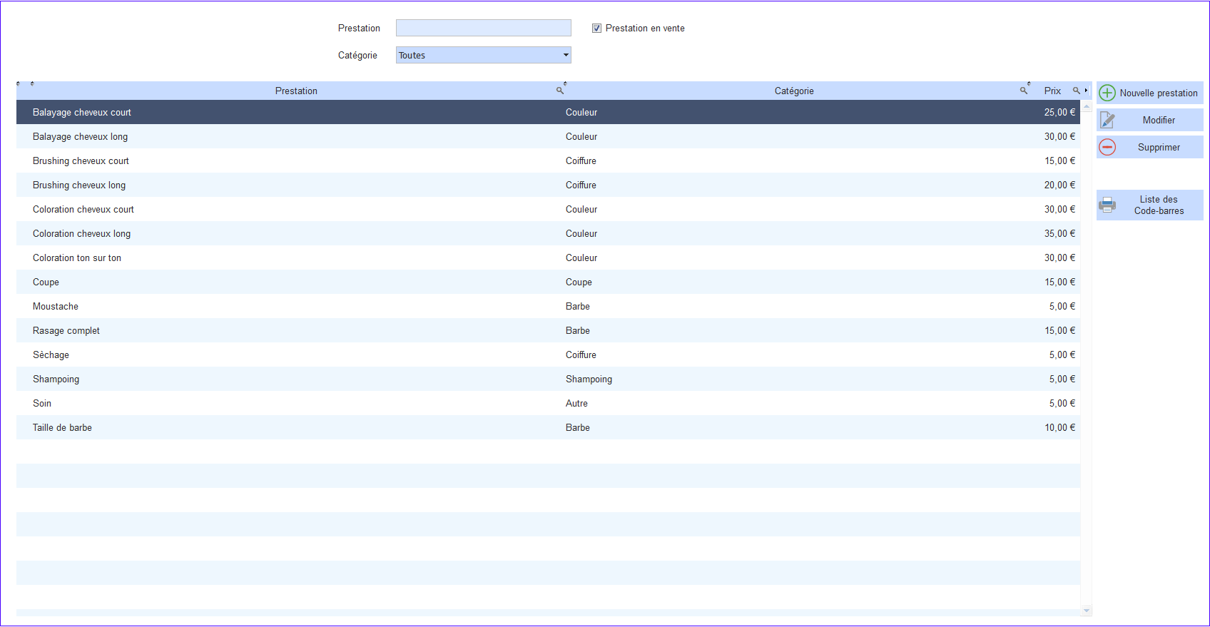 Gestion des prestations