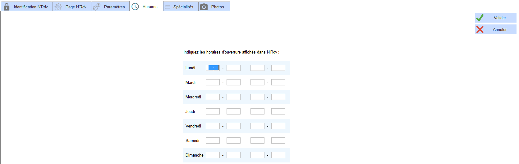 Horaires N'Rdv