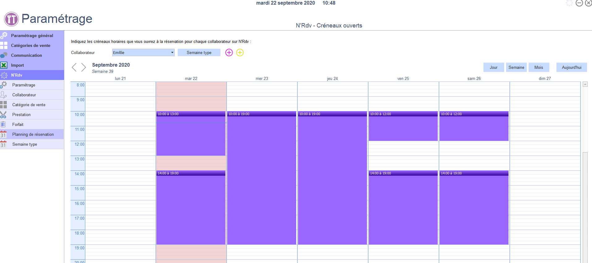 Planning de réservation N'Rdv