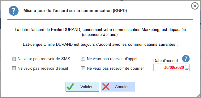 Fenêtre accord RGPD